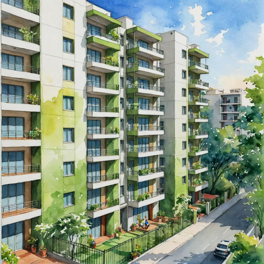 eacful living environment, urban convenience, serenity, cityscape, green spaces, contemporary design, luxurious apartments, community-focused, work-life balance, amenities, shared resources, security, gated entryways, CCTV surveillance, 24x7 security personnel.