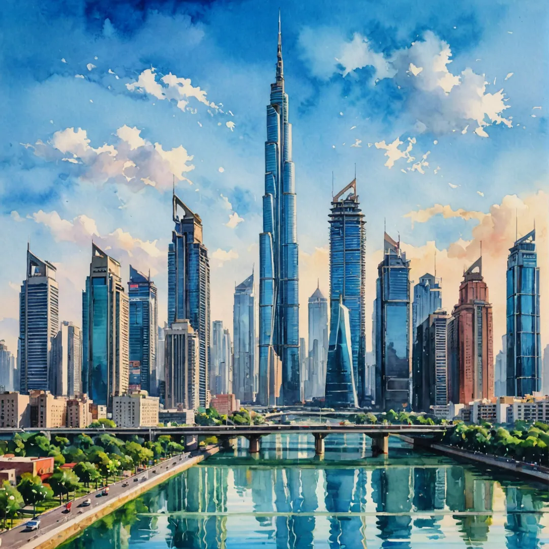 hoto of a sleek, modern city skyline, with Alita visible as the tallest building in the center, standing out against the vibrant backdrop. The image captures the essence of luxury living and urban sophistication that Alita embodies.