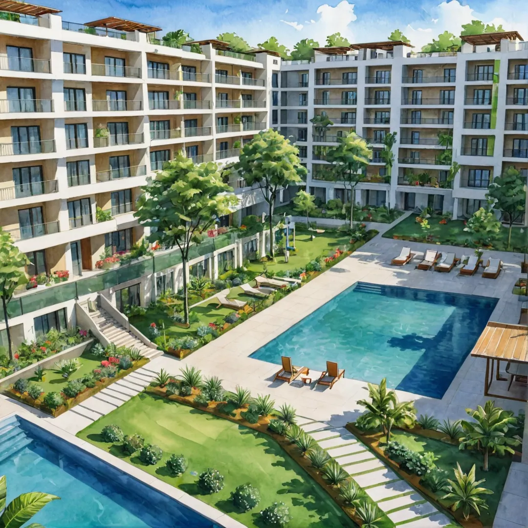 ibrant community, modern architecture, open spaces, greenery, sustainable living, luxurious amenities, convenient location, blended lifestyle, work-life balance, nature-inspired design, spacious apartments, well-planned development, seamless infrastructure, comfortable living environment.