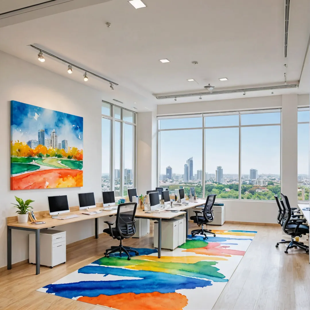 hared workspace, collaborative environment, modern design, Bangalore skyline, IT sector professionals, community atmosphere, flexible space, tech parks nearby