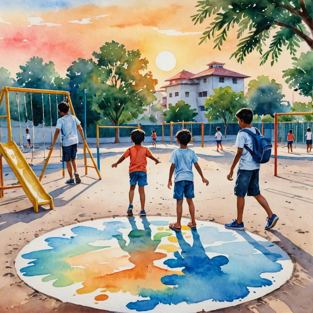 unset, school, playground, children, parents, education, happy, learning, outdoors