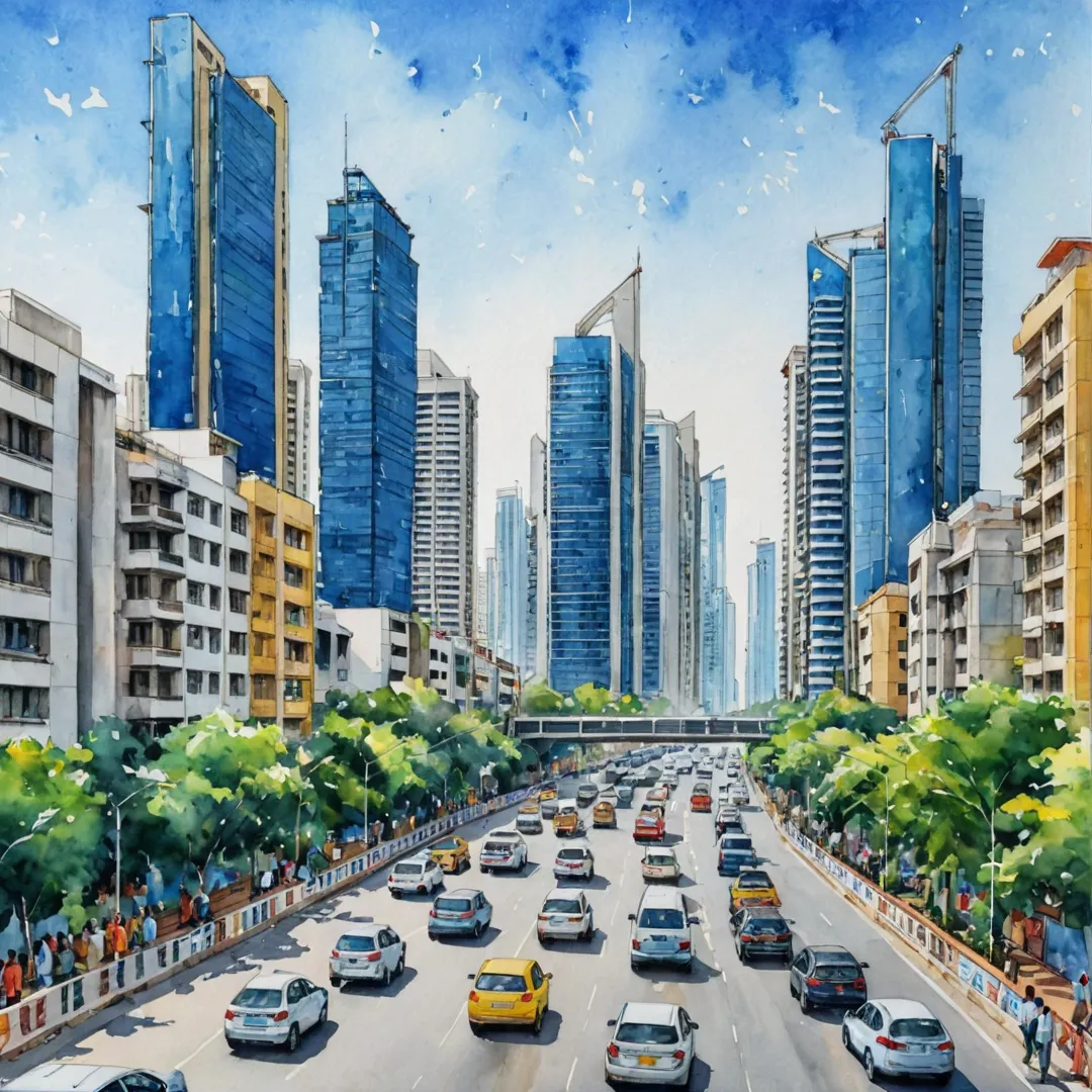 igh detailed, modern cityscape, skyscrapers, bustling streets, seamless urban planning, Bangalore East, satellite town ring road, transportation hub, easy access, reduced commute times, lower traffic congestion, financial institutions approval, RERA compliance, safe investment, confidence, peace of mind