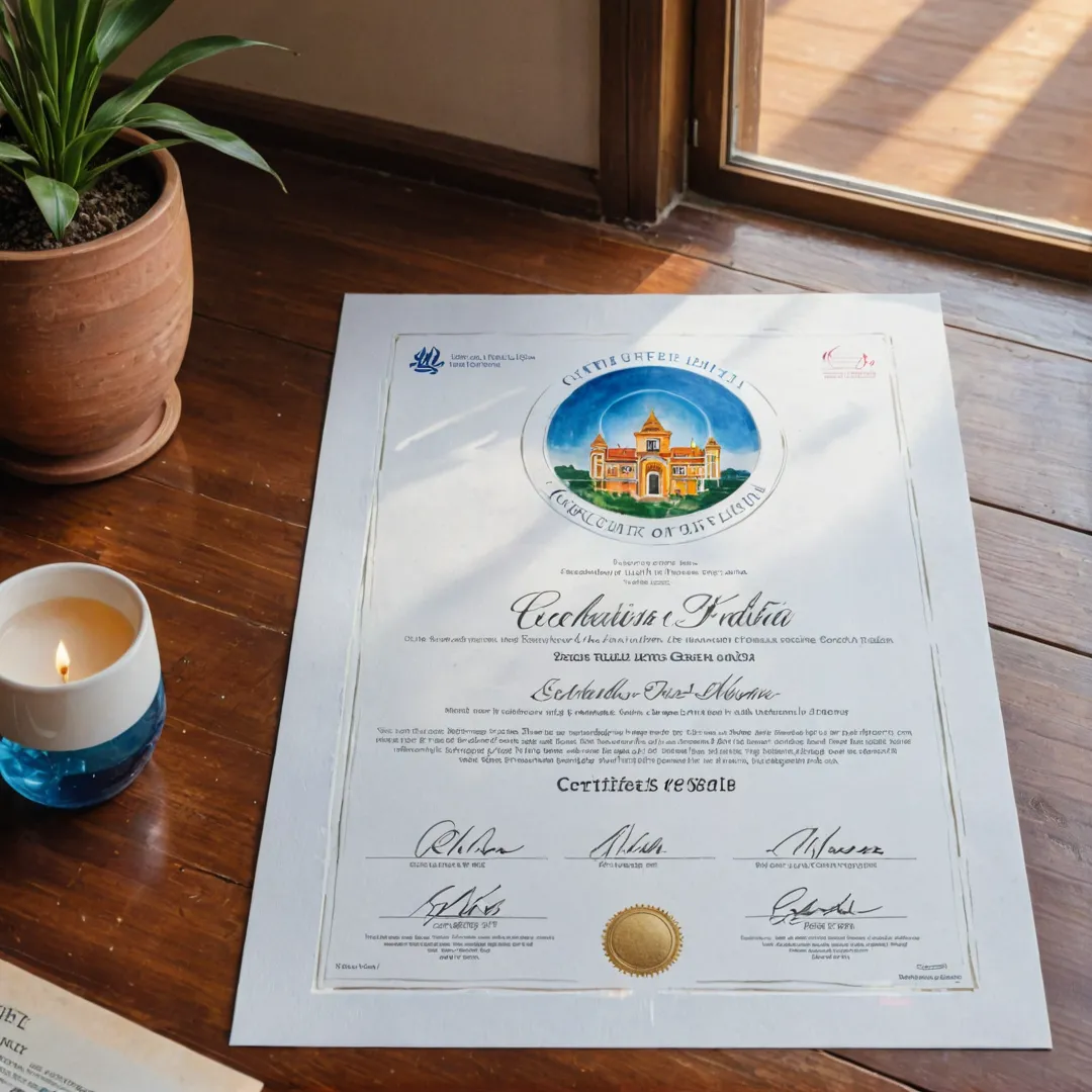  stunning, high-resolution image of Alita Khata Certificate on a wooden table, with the sunlight streaming through the window, casting a warm glow over the document. The background features a modern, luxurious living space, showcasing the beauty and practicality of owning property with this important legal certificate.