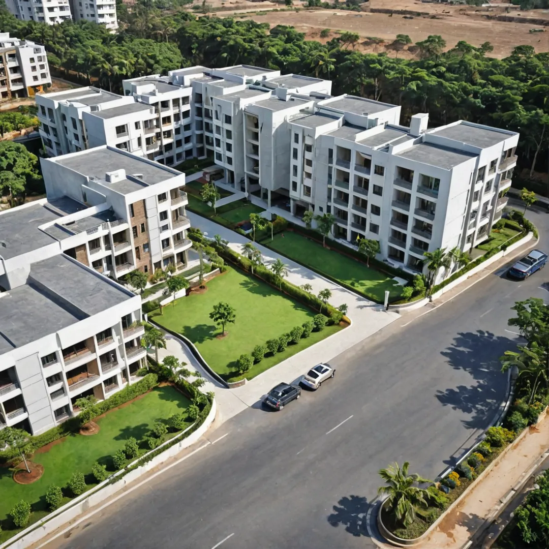 igh detailed, modern residential complex, Bangalore East, India, gated community, landscaping, 30 feet wide cement concrete road, robust base course, safe vehicular movement, luxury living, underground infrastructure, electricity distribution, step-down transformers and meters, water supply, sewage treatment plant