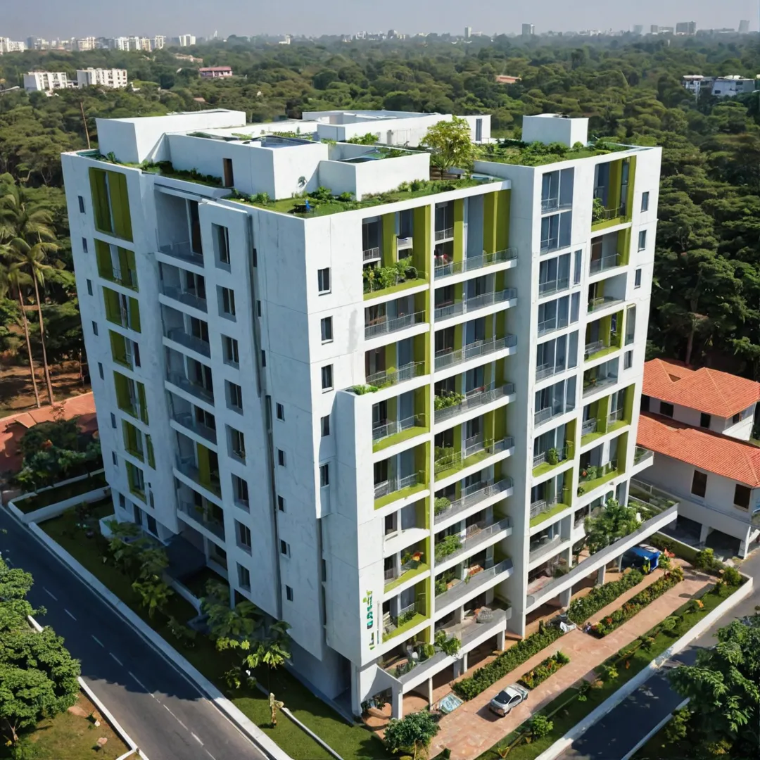 ender of Alita, Bangalore's sustainable housing complex, with a focus on electrical supply standards. BESCOM guidelines integrated into the design, ensuring safe and reliable power distribution. AI-generated image captures the innovative architecture and commitment to environmental responsibility.