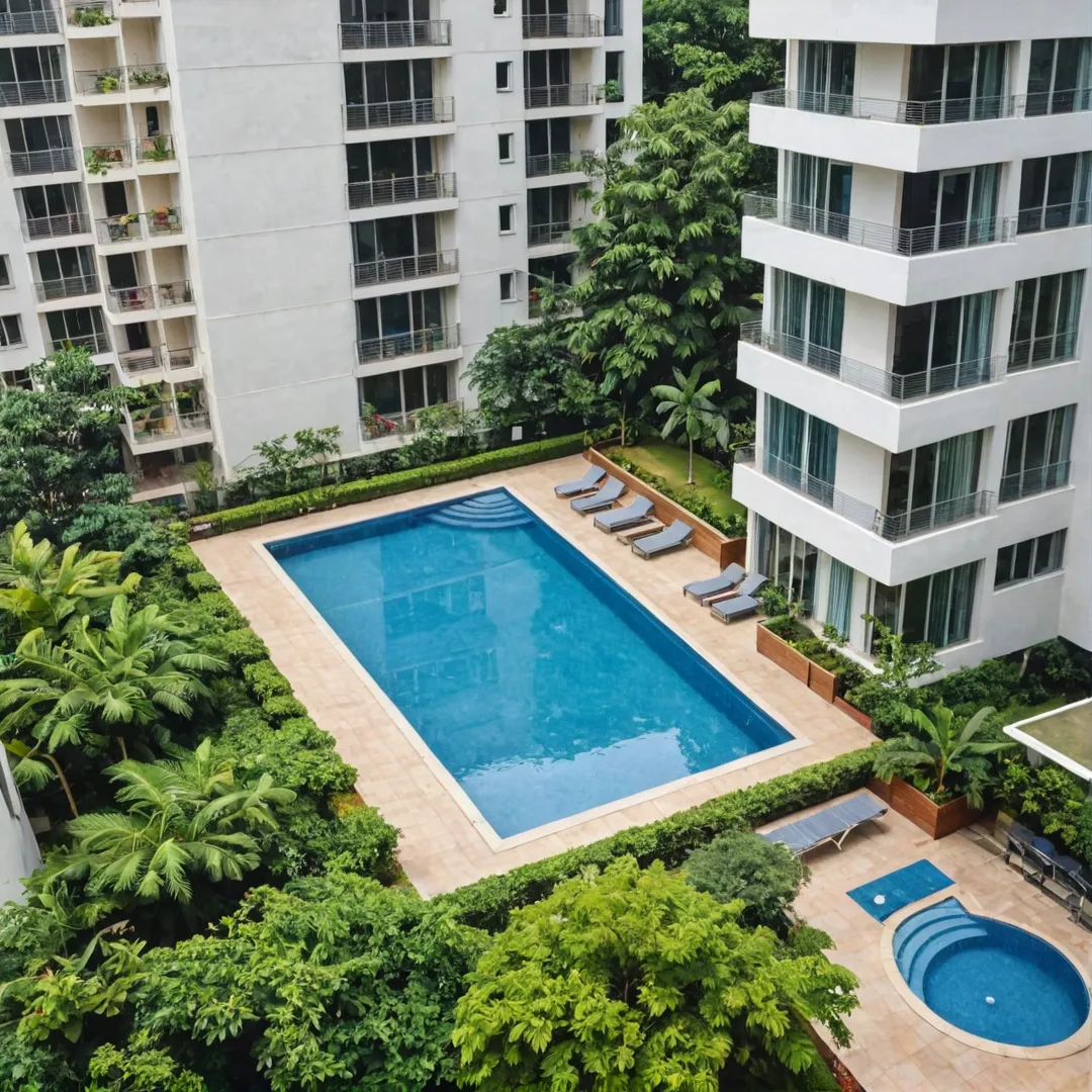 odern, luxurious, cityscape, high-rise, balcony, greenery, swimming pool, fitness center, yoga area, socializing, urban living, Bangalore East, Soukya road, Whitefield