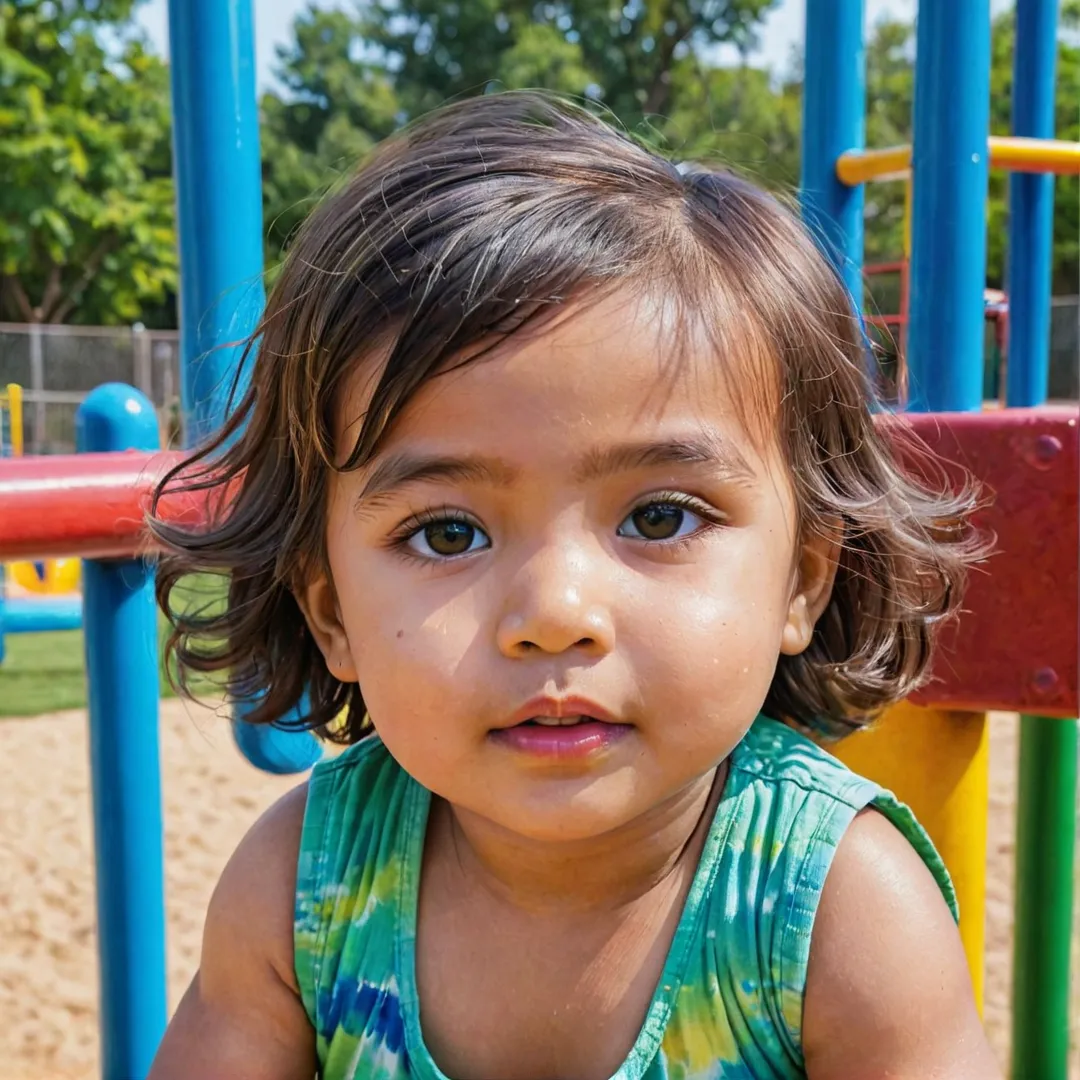 oddler exploring playground, colorful structures, parents socializing nearby, age-appropriate activities, sensory experiences, children's laughter, safe environment, vibrant colors, community spirit