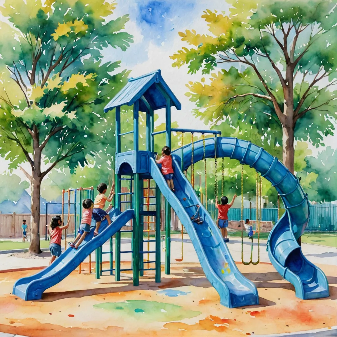 hildren playing on playground equipment, interacting with each other, swings, slides, climbing structures, socializing, inclusive, age-appropriate, parent supervision, safe environment, community building