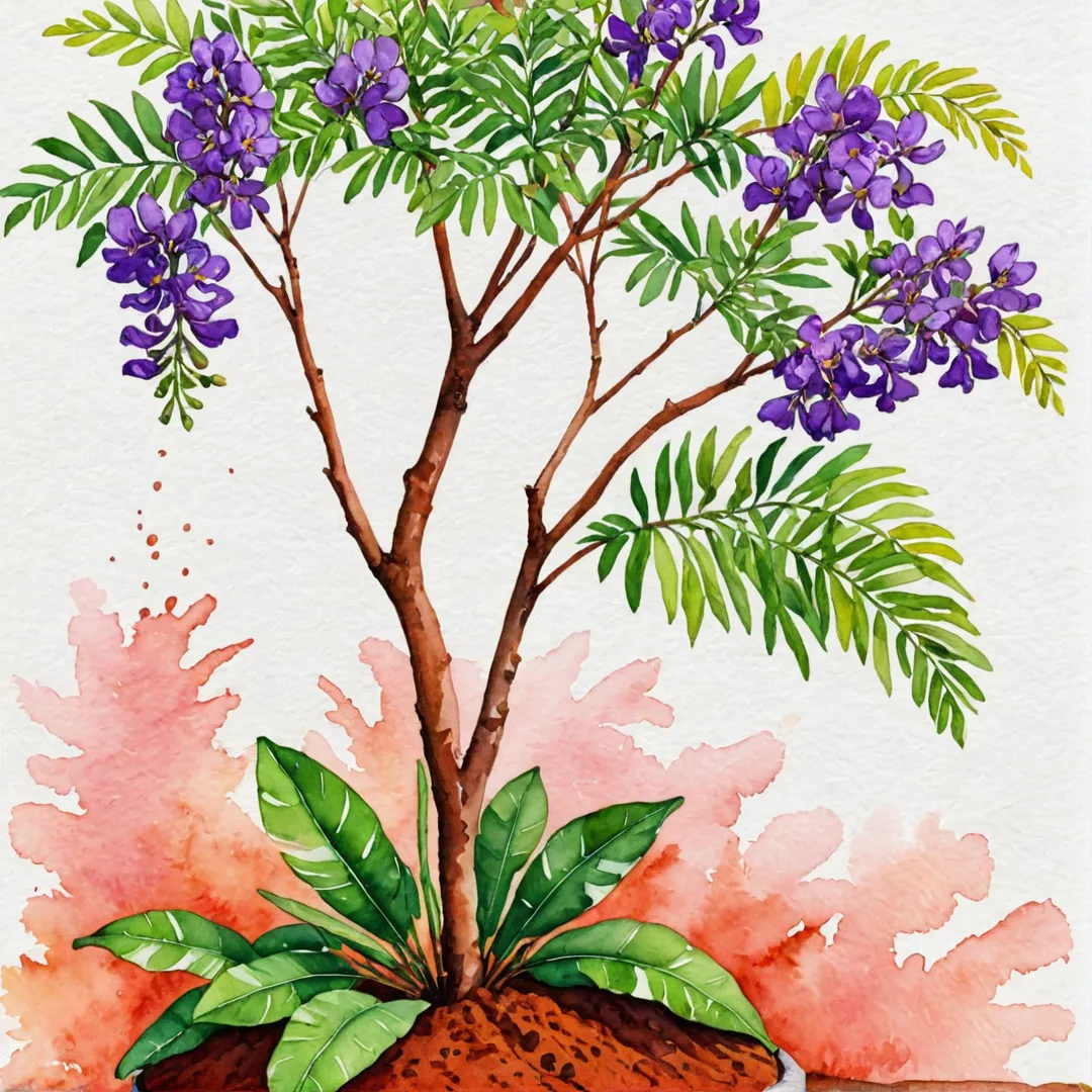 hriving plants, red soil, sustainable environment, ecosystem, habitat, harmony, nature lovers, green living, vibrant colors, jacaranda mimosaefolia, spanish cherry, purple flowers