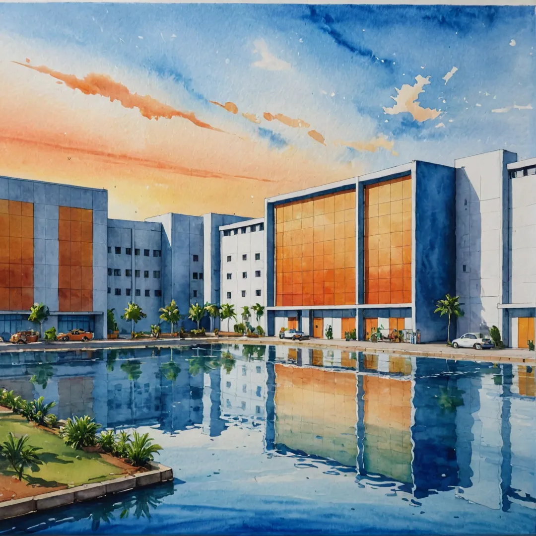 unset, logistics, hub, warehouse, bangalore east, water color painting, modern amenities