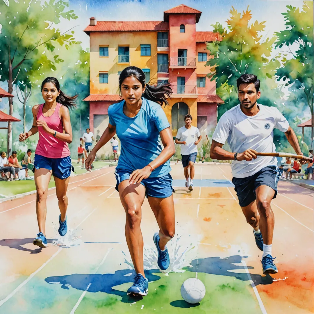 ctive individuals playing sports together in a vibrant community environment.